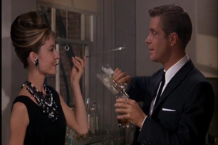 Hepburn and Peppard in the party scene in Breakfast at Tiffany's